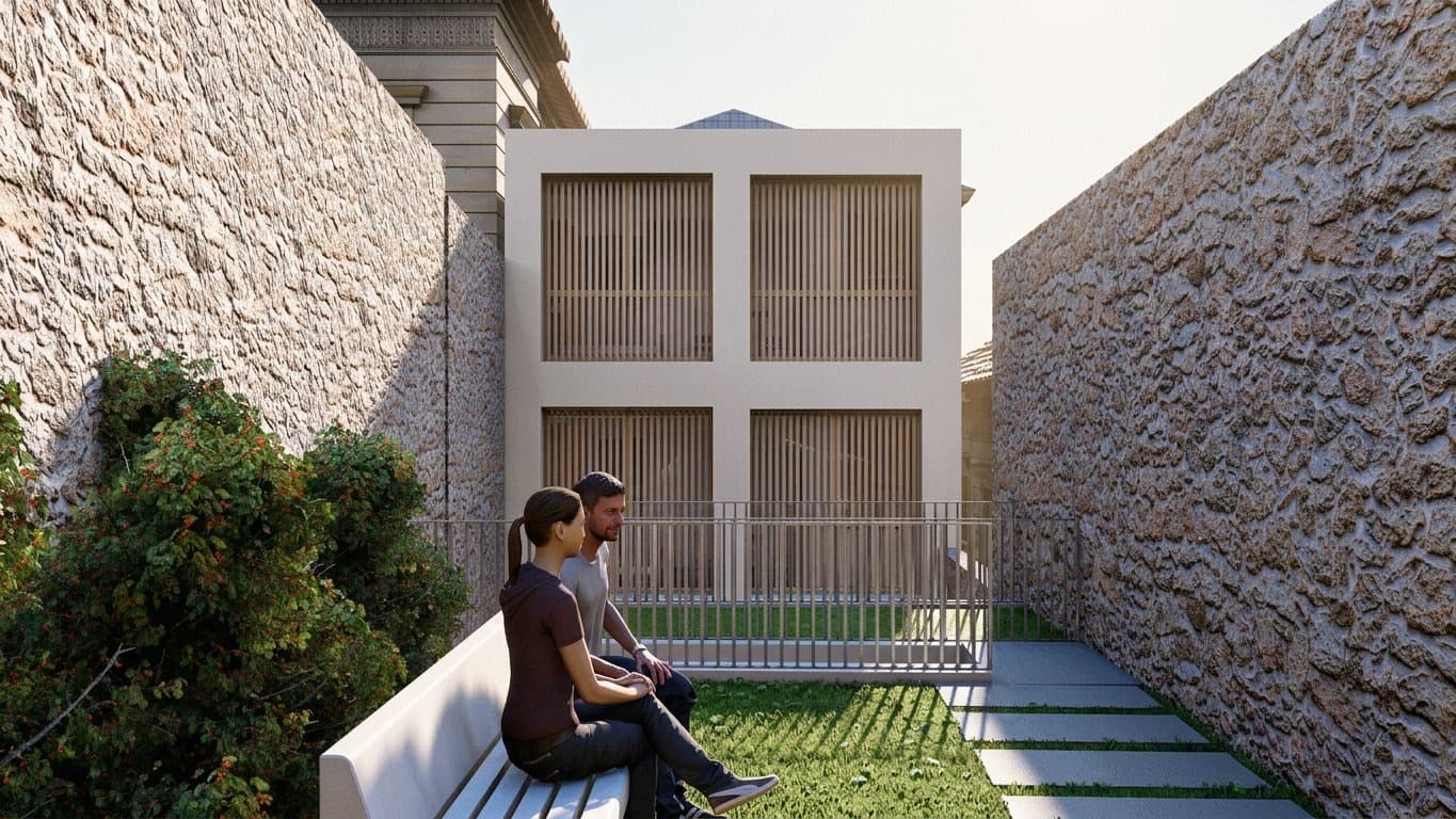 Projeto — jardim nas traseiras do edifício